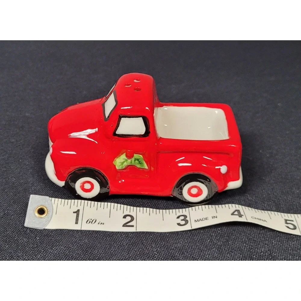 Robert Stanley Red Truck with Christmas Tree Salt & Pepper Shakers Set